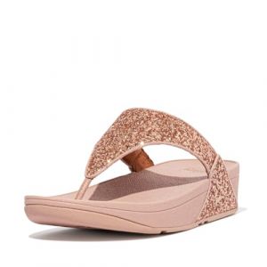 FitFlop Femme Lulu Glitter Toe-Thongs Sandale cale, Rose Gold, 37 EU