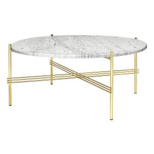 Gubi Table basse TS - Marbre - Bianco Carrara - laiton - 80 cm
