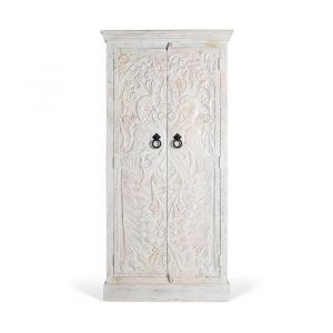 Armoire en bois de manguier avec portes sculptées de style ethnique
