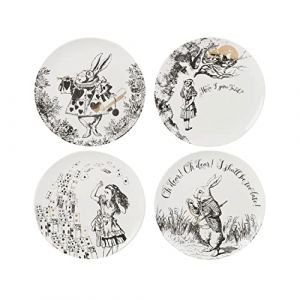 V&A Alice In Wonderland Side Plates, Pour Le D&icirc;ner, Le Th&eacute; De L'Apr&egrave;s-Midi Ou Le Petit D&eacute;jeuner, Fine China, 20,5 cm (8"), Set Of 4