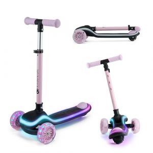 Kinderkraft Trottinette à trois roues à LED RAKET rose
