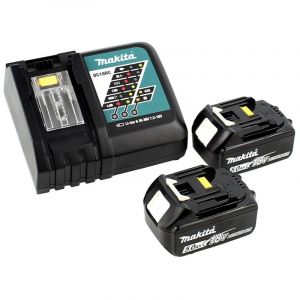 Makita DJR 188 RTJ 18 V Brushless Li-ion Scie récipro sans fil avec Coffret de transport Makpac 2 + 2x Batteries BL 1850 5,0 Ah / 5000 mAh + Chargeur DC 18 RC