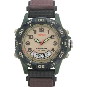 Timex EXPEDITION RÉSINE COMBO analogiques classiques VERT / NOIR / BRN