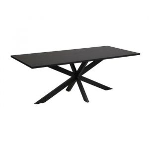 Table 10 personnes pour salle &agrave; manger collection LOFT coloris noir. Pieds en m&eacute;tal.