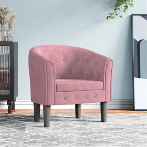 Fauteuil cabriolet rose velours