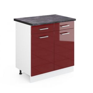 Meuble cuisine R-Line, Rouge bordeaux Haute brillance, 80 cm, pt Anthracite Vicco