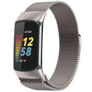Imoshion Bracelet magnétique milanais Fitbit Charge 5 - Taille S - Starlight