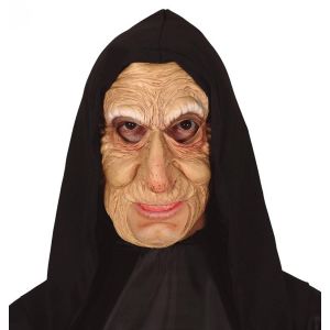 Ruedelafete Masque latex Vieille Femme avec capuche noire