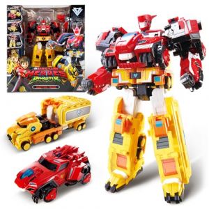 QUANTUM HEROES DINOSTER Robot Transforming 3 en 1 Raptor Tron, 11,02 Pouces, Jouets Transformable pour Enfants, Jouets Transforming Chariot Dinosaure Robot pour gar&ccedil;ons et Filles de 5 6 7 8 9 10 Ans