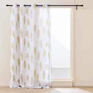 Douceur d'Int&eacute;rieur, Rideau &agrave; Oeillets (140 x 260 cm) Kim Naturel, Polyester Imprim&eacute;