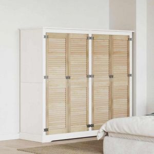 VidaXL Armoire en bois de pin massif - Naturel - 140.5x2.1x39.5 cm - 4 portes - Lamelles ajustables
