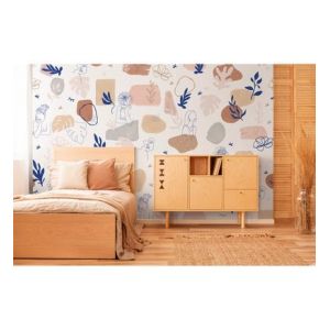 Lé Papiers de Ninon Papier peint panoramique motif imprimé Bleu outremer 288x280cm