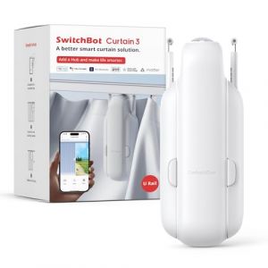Switchbot Poussoir de Rideau Intelligent - T&eacute;l&eacute;commande Bluetooth avec App/Minuteur, Moteur Performance Am&eacute;lior&eacute;, Ajoutez Hub pour le Rendre Compatible avec Alexa & HomeKit(Curtain 3,U Rail)