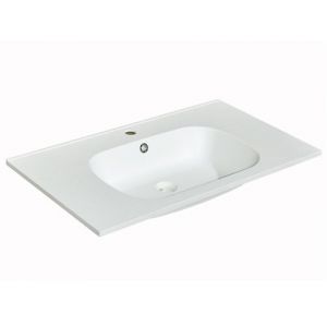 Vasque &agrave; encastrer en r&eacute;sine effet pierre - Blanc - L80 x l46 cm - OKIWA