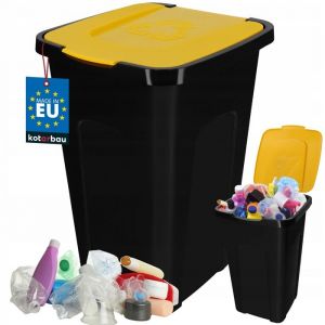 KOTARBAU Poubelle Cuisine Tri Sélectif de 50 L avec couvercle en polyéthylène - Jaune - Kotarbau