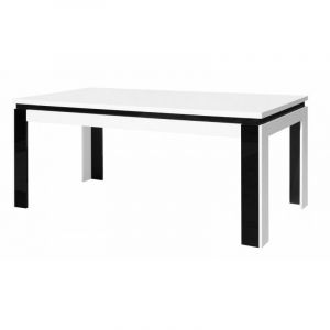 Table salle à manger LINA 180cm Coloris blanc Table 6 personnes brillante noire et blanc Design moderne Blanc