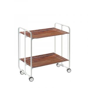 Table roulante pliante bauhaus châssis blanc, 2 plateaux don Hierro