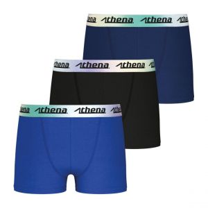 Athena Lot de 3 boxers garçon Color bleu en coton