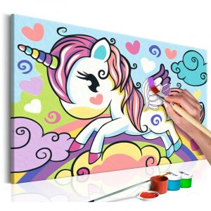 Image de Artgeist Tableau à Peindre Soi-Même "Licorne Colorée" 23x33cm