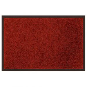 Tapis d'entree rectangle 40 x 60 cm anti poussiere uni telio Rouge