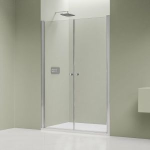 Bernstein Paroi de douche en verre 6mm Cabine de douche niche Parre douche encastrée 2 portes battantes - Toutes largeurs & couleurs dispo -Chrome, 880mm
