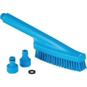 Vikan Hygiène Brosse à main - Avec passage d'eau - Dure - 330mm - Bleu