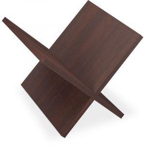Relaxdays Porte-revues en Noyer, Porte journaux Design X, Moderne, HxLxP: 25,5x32x29 cm, Support revues, Marron foncé