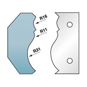 Diamwood Platinum Jeu de 2 fers profilés Ht. 90 x 5,5 mm corniche N°6 M590.351 pour porte-outils de toupie