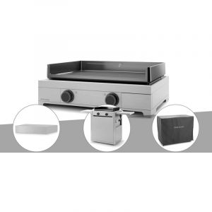 Forgeadour Plancha électrique Modern 60 inox avec couvercle, chariot et housse