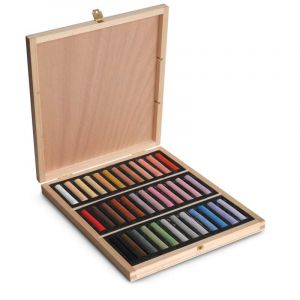 Image de Pastels secs 36 pièces Coffret Bois Portrait