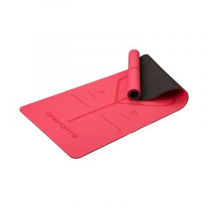 Tapis de Yoga DF SPORTS antid&eacute;rapant 183x61x0.6cm avec housse - Mod&egrave;le Nirvana - Rouge