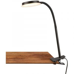 BRILONER - Lampe pince LED avec interrupteur à fil, lumière blanche chaude, orientable, lampes à pince, bureau, table, chevet, 26x10,5x37 cm, noir