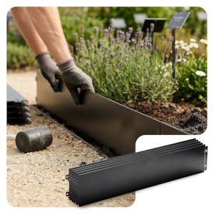 VOUNOT Bordure de Jardin Gazon en M&eacute;tal 35M Bordure de S&eacute;paration R&eacute;sistante Cl&ocirc;ture Flexible de Pelouse Epaisseur 0.7mm 100x18cm Lot de 35pcs pour Jardin Plantes Potager Noir