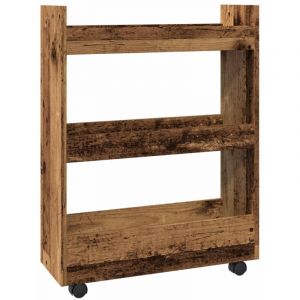 VidaXL Chariot De Rangement &Eacute;troit 3 Niveaux Vieux Bois