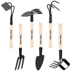Outils de jardin - Lot de 6 mini outils de jardinage - Mini Forke Grubber Râteau Pêche Hâche pour l'entretien du jardin Outils de jardin - Kotarbau