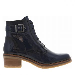 Dorking Bottines FEMME s bleu marine &agrave; talon d&eacute;croch&eacute; moyen et &agrave; lacets ronds et zip lat&eacute;ral