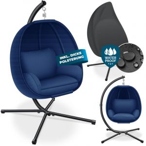 Image de KESSER Fauteuil suspendu de luxe avec structure et coussin d&rsquo;assise moelleux, rembourrage lat&eacute;ral, coussin d&rsquo;assise et de dossier Panier suspendu
