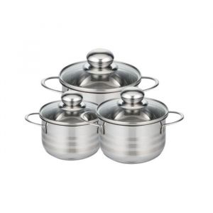 Elo Lot de 3 faitouts en acier inoxydable sans PFAS 14, 16 et 20 cm Brillant
