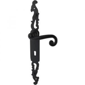 Image de Poignées de porte fer forgé noir ensemble COQ noir condamnation C 330X36 mm