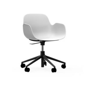 Normann Copenhagen Fauteuil pivotant à roulettes Form - blanc - aluminium noir Blanc