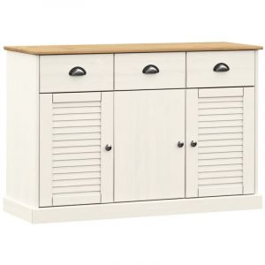 Buffet avec tiroirs VIGO 113x40x75 cm blanc bois massif de pin