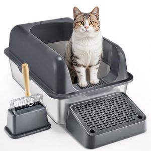 VEVOR Bac à Litière pour Chat 152,4mm sans Odeur Repose-pied Filtrant Gris Foncé