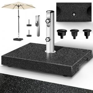 Tillvex Pied de parasol rectangulaire en granit avec poignée de transport, anthracite - 27 kg Pied de parasol avec tube en acier inoxydable Pied de