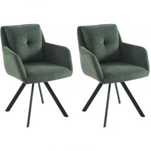 Lot de 2 chaises avec accoudoirs en tissu et métal noir - Vert - ZOLEVY de Maison Céphy