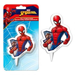 Dekora Spiderman 346187 Bougie Figurine 2D Cire, Multicolore, 5 x 2 x 8 cm