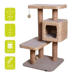 Ebi Arbre à chats Cat Tree Sapa - Crème - 58 x 58 x 101 cm - 16,2 kg