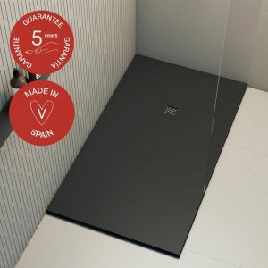 Receveur de douche Poalgi, extraplat, noir anthracite, L.80 x l.170 cm, finition ardoise, s&eacute;rie Hos's