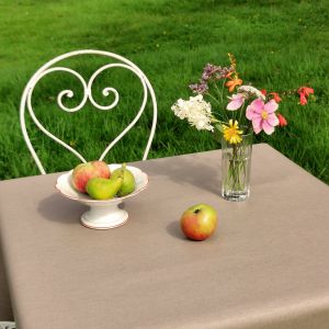 Fleur de Soleil Nappe en coton enduit taupe rectangle 160 x 200 cm