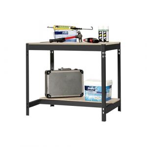 Simon Rack Etabli d’Atelier, Capacité de Charge 600 kg, 842x1210x610 mm, Table de Travail Bricolage, Anthracite/Bois - BT0