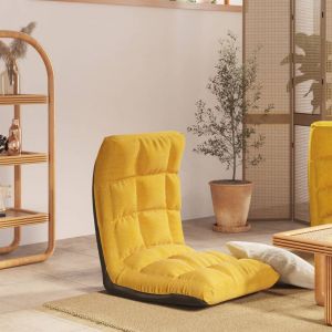 VidaXL Chaise pliable de sol, Jaune moutarde Tissu